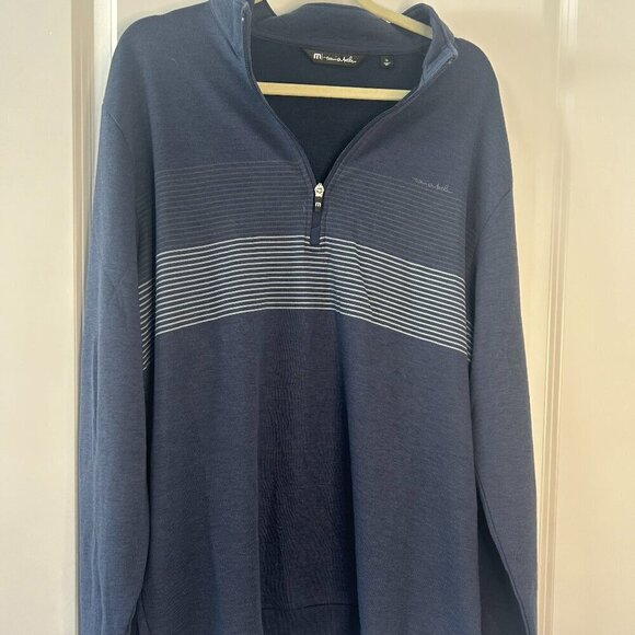Travis Matthew Dark Blue Stripe Long Sleeve Quarter Zip NWOT Size XL - Picture 1 of 2